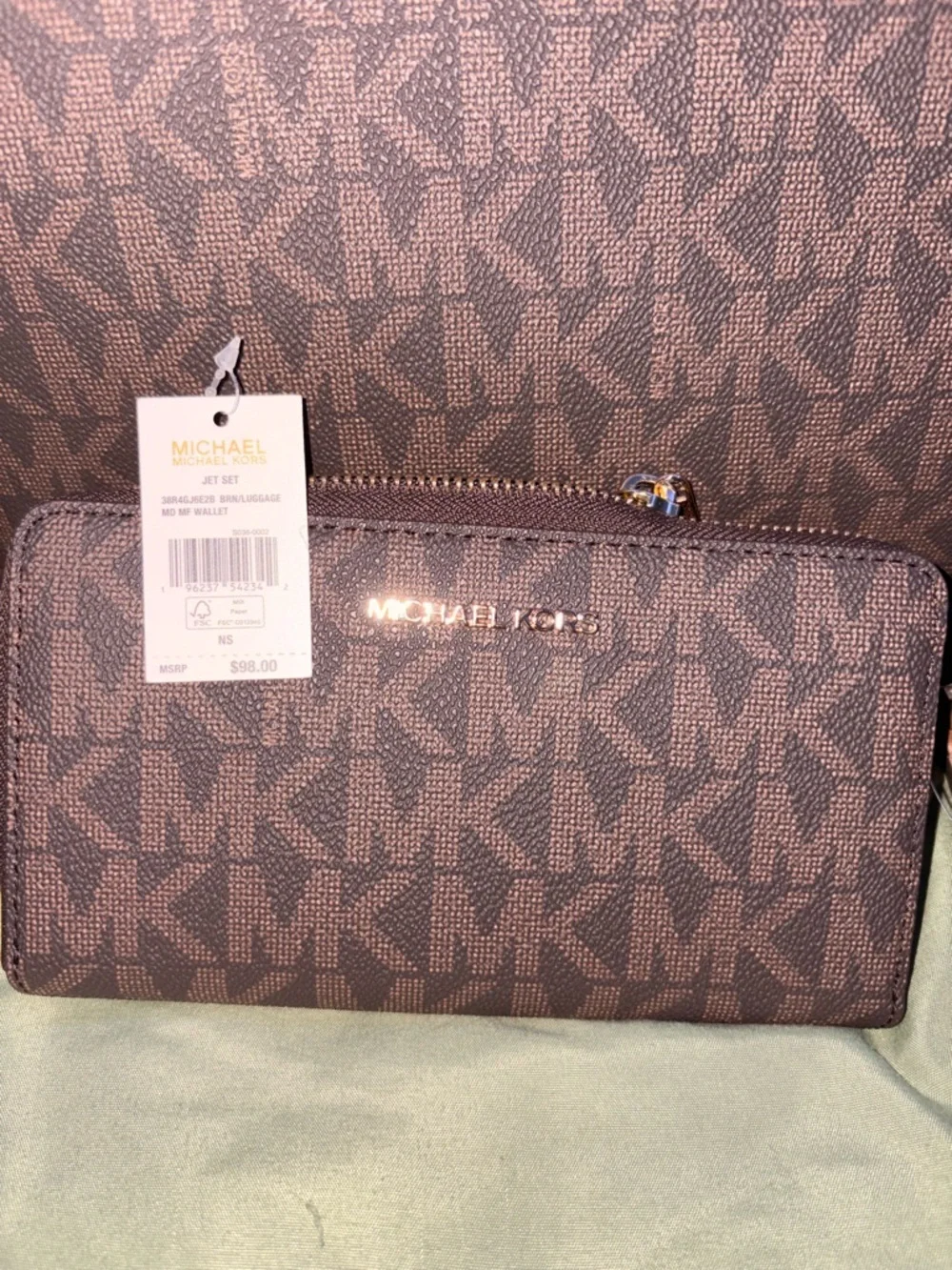 Michael Kors Brown MK Logo Tote with Matching Wallets BUNDLE DEAL!! - Picture 6 of 9